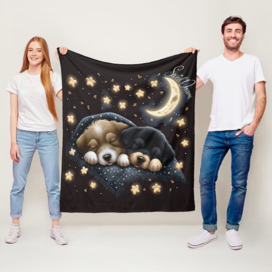 Sweet Dreams Schattige Design Puppy Fleece Deken (In situ)