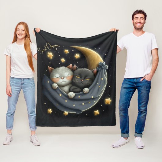 Sweet Dreams Schattige ontwerp kitten Fleece Deken (In situ)