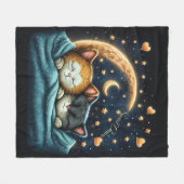 Sweet Dreams Schattige ontwerp kitten Fleece Deken (Voorkant (Horizontaal))