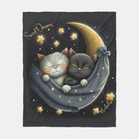 Sweet Dreams Schattige ontwerp Kitten gepersonalis Fleece Deken (Voorkant)