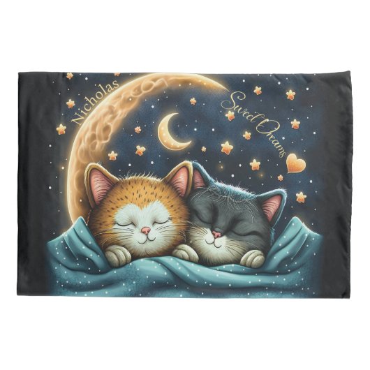 Sweet Dreams Schattige ontwerp Kitten gepersonalis Kussensloop (Achterkant)