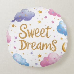 Sweet Dreams - Schattigee wolken en sterren Rond Kussen