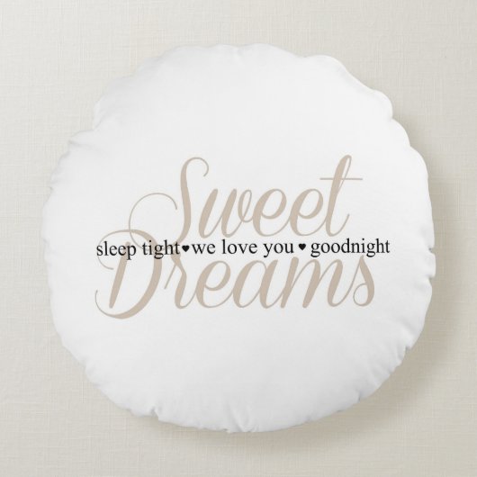 Sweet Dreams Sleep Tight Nursery Quote Pillow Rond Kussen (Voorkant)