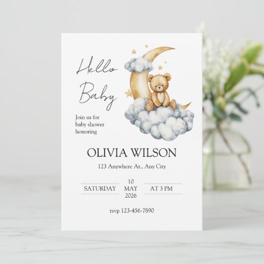 Sweet Dreams Teddy Bear on the Moon Kaart (Staand voorkant)