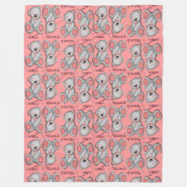 Sweet Dreams Teddy-bright koral Fleece Deken