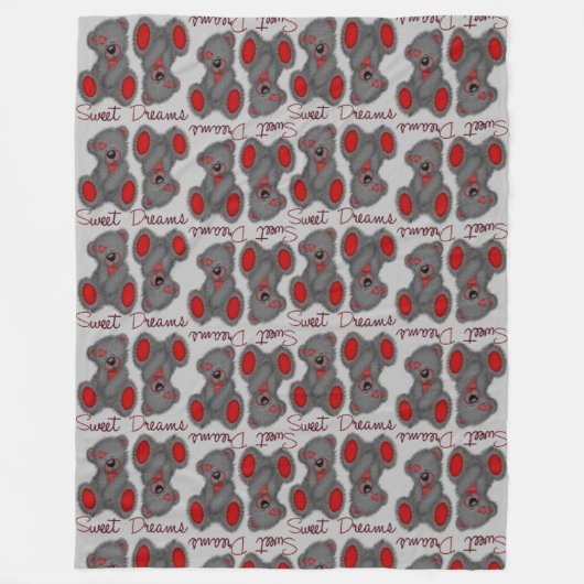 Sweet Dreams Teddy-briljant ruby Fleece Deken (Voorkant)