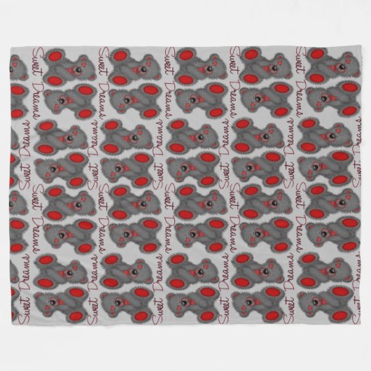 Sweet Dreams Teddy-briljant ruby Fleece Deken (Voorkant (Horizontaal))