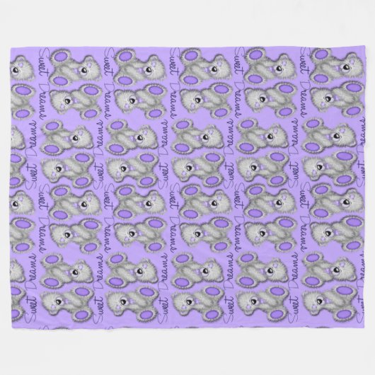 Sweet Dreams Teddy-lavender Blue Fleece Deken (Voorkant (Horizontaal))