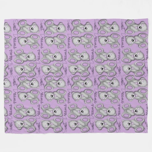 Sweet Dreams Teddy-muted lavender Fleece Deken (Voorkant (Horizontaal))