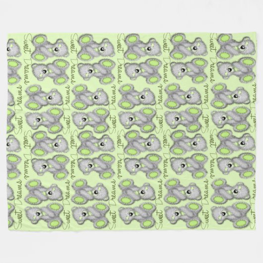 Sweet Dreams Teddy-peridot Fleece Deken (Voorkant (Horizontaal))