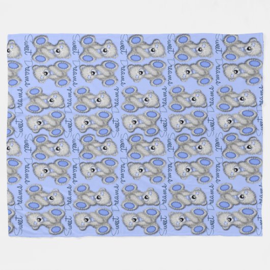 Sweet Dreams Teddy-soft blue snuggle Fleece Deken (Voorkant (Horizontaal))