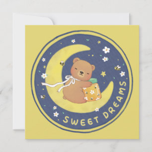 Sweet Dreams: teddybeer en honing illustratie Feestdagenkaart