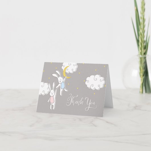 Sweet Dreams Twin Bunny Bedankt Kaart (Voorkant)