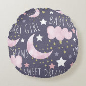Sweet Dreams Waterverf Baby Girl Nursery Rond Kussen (Voorkant)