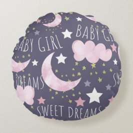 Sweet Dreams Waterverf Baby Girl Nursery Rond Kussen