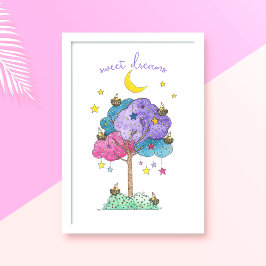 Sweet Dreams Waterverf Slaapvogels Poster