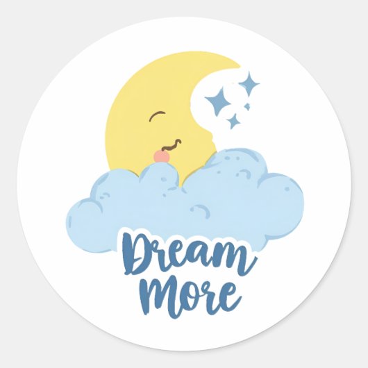 Sweet Dreams with Fluffy Cloud Ronde Sticker (Voorkant)