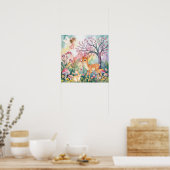 Sweet Dreams Woodland Deer & Rabbits Nursery Poster (Keuken)