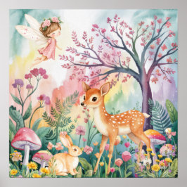 Sweet Dreams Woodland Herten & Konijnen Slaapkamer Poster