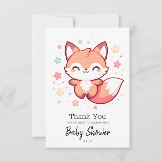 Sweet Dreamy Fox Baby shower Bedankkaart (Voorkant)