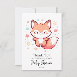 Sweet Dreamy Fox Baby shower Bedankkaart