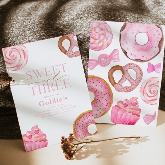 Sweet Drie Verjaardag Uitnodigingen