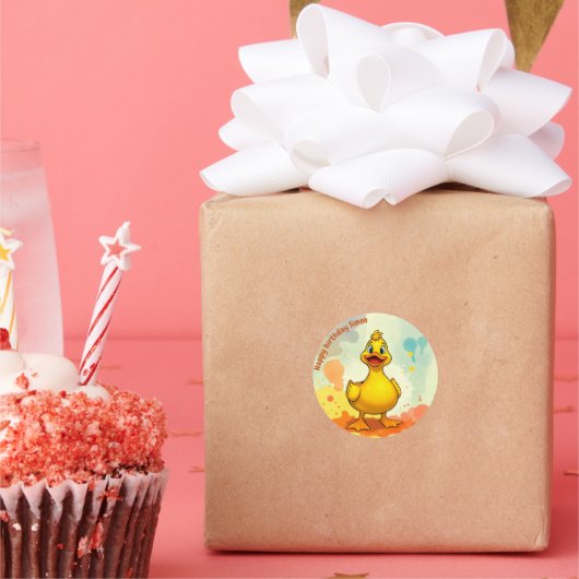 Sweet Duck Birthday Ronde Sticker (Feest)