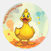 Sweet Duck Birthday Ronde Sticker (Voorkant)
