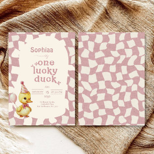 Sweet Duckling 1st Birthday Party Invitation Kaart
