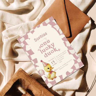 Sweet Duckling 1st Birthday Party Invitation Kaart