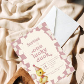 Sweet Duckling 1st Birthday Party Invitation Kaart