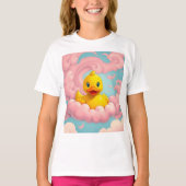 Sweet Duckling on Pink Clouds Birthday  T-shirt (Voorkant)