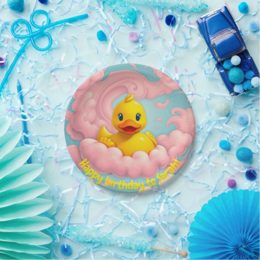 Sweet Duckling op Pink Clouds Verjaardag Bord (Feest)