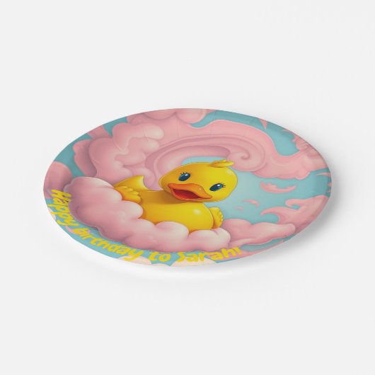 Sweet Duckling op Pink Clouds Verjaardag Bord (Gekanteld)