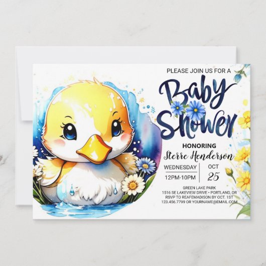 Sweet Duckling Parade Baby shower Kaart (Voorkant)