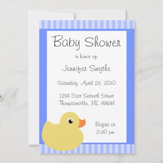 Sweet Ducky Blue Baby Shower-uitvindingen Kaart (Voorkant)