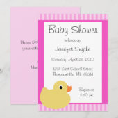 Sweet Ducky Roze Baby Shower Invitaties Kaart (Voorkant / Achterkant)