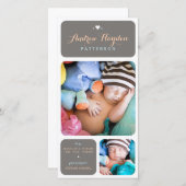 Sweet Duet Foto Baby Boy Aankondiging (Voorkant / Achterkant)