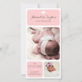 Sweet Duet Foto Baby Meisje Geboorteaankondiging Aankondiging (Voorkant)