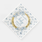Sweet Dusty Blue Flowers Gold Boy baby shower Servet (Hoek)