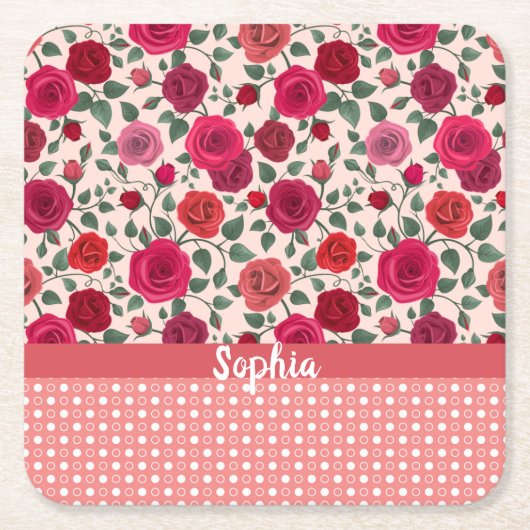 Sweet Dusty Pink Roses gepersonaliseerd Kartonnen Onderzetters (Voorkant)