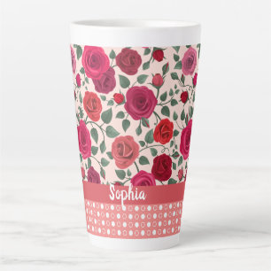 Sweet Dusty Pink Roses gepersonaliseerd Latte Mok
