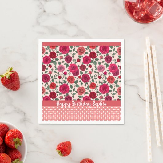 Sweet Dusty Pink Roses Personalized Napkins Servet (Insitu)