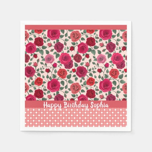 Sweet Dusty Pink Roses Personalized Napkins Servet (Voorkant)