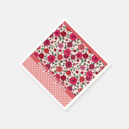 Sweet Dusty Pink Roses Personalized Napkins Servet (Hoek)