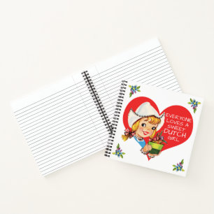 Sweet Dutch Girl Tulips Meisje & Heart Notitieboek