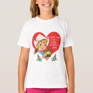 Sweet Dutch Girl  Tulips Meisje & Heart T-shirt