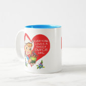 Sweet Dutch Girl  Tulips Meisje & Heart Tweekleurige Koffiemok (Voorkant links)