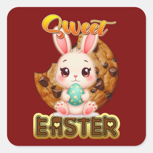 Sweet Easter Bunny – Cute Design - Autocolante Vierkante Sticker (Voorkant)