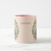 Sweet Easter Bunny in Spring Flowers Voeg naam toe Mok (Midden)